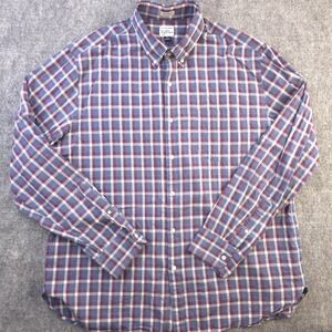 J Crew Shirt XL Classic Blue Red Plaid Long Sleeve Button Down Cotton